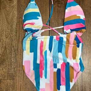 Women’s Multicolor Stripe Print One-Piece Swimsuit